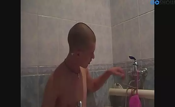 Gay Shower Masturbation Erect Cock Action