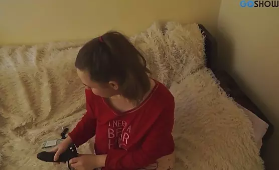 Natural Amateur Fucks with Black Vibrator and Tits Pleasure